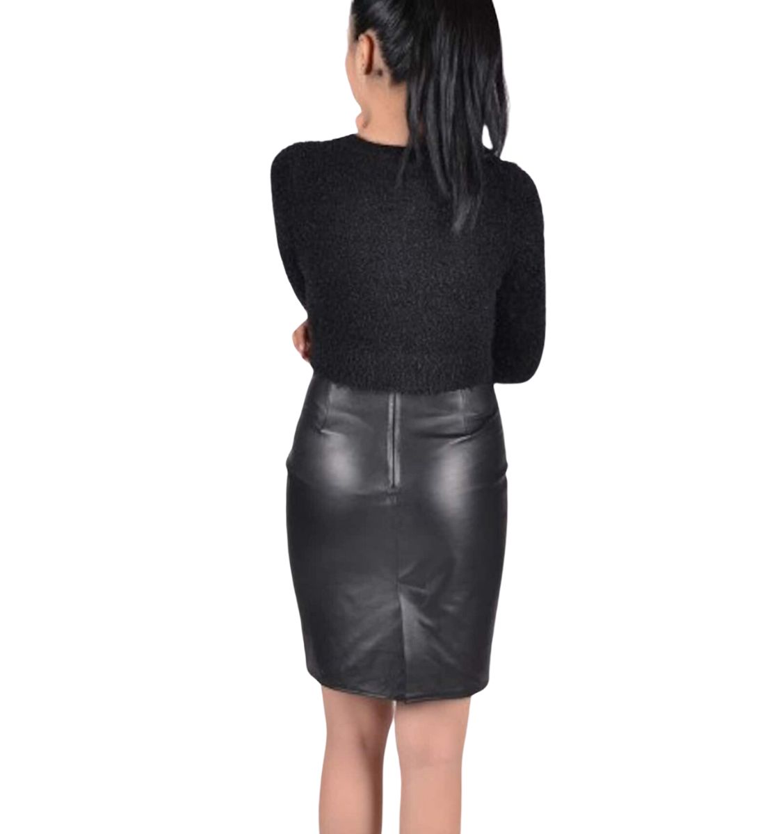 LuxeCraft Lamb Leather Skirt Embrace Unique Elegance