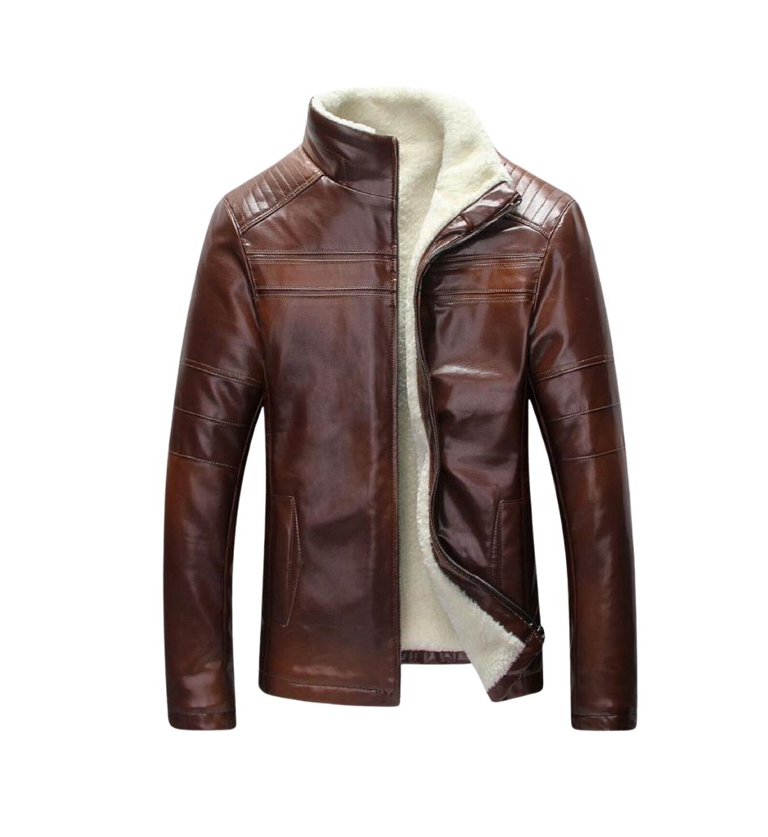 Mens Fur Lined Leather Winter Warm Fur Leather Jackets