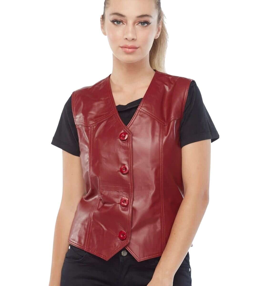 Cherry Blossom Chic Leather Vest