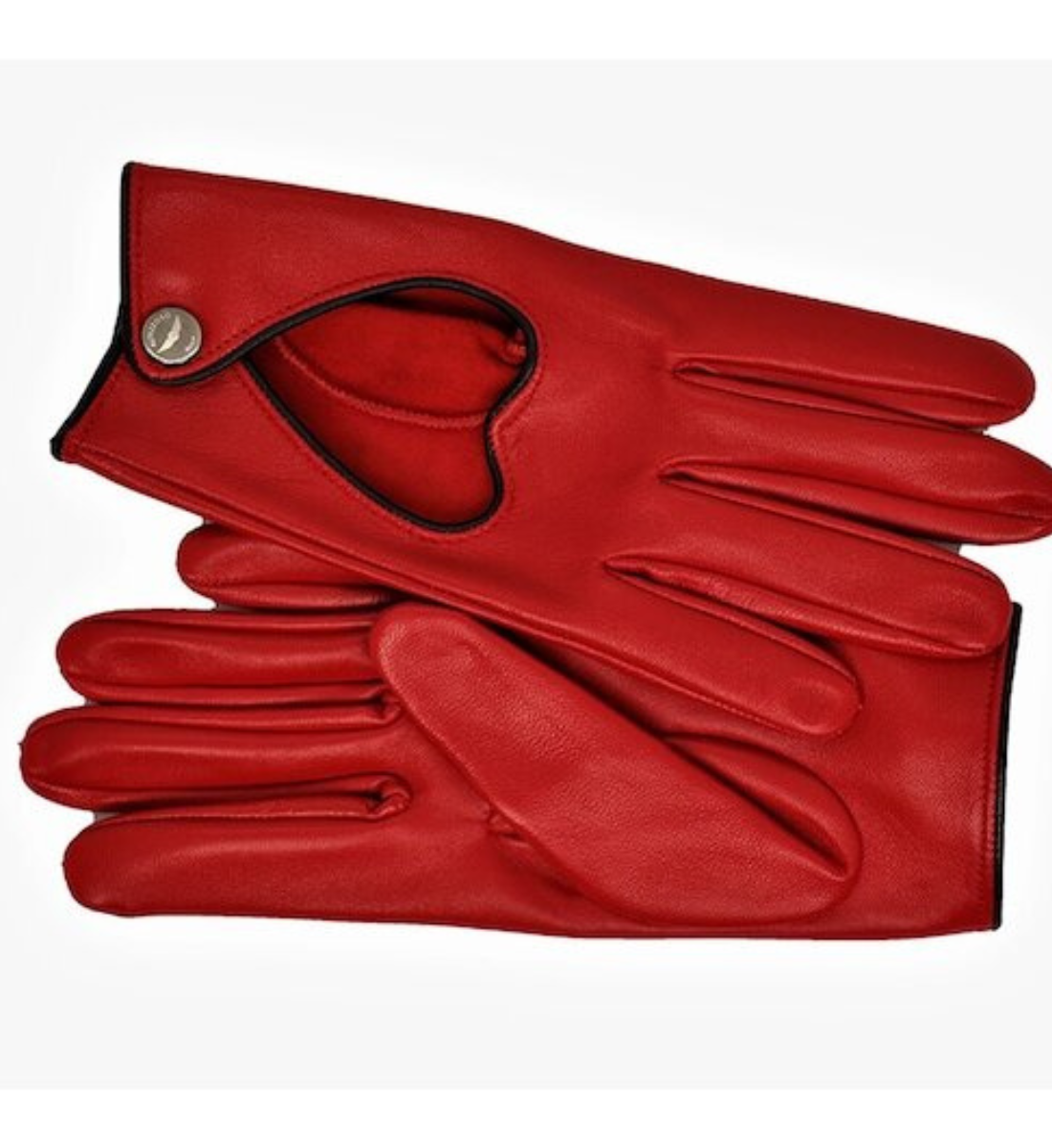 Enchanting Altezzoso Red Leather Heart Bow Gloves for Women