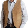 Rugged Western Aesthetic: Garcia Canyon Men's Suede Leather Cowboy Vest