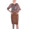Chic and Elegant: Women's Brown Leather Skirt
