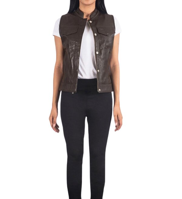 Café Racer Couture: Women's Brown Leather Vest