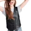 Elevate Your Look: Lina's Black Leather Vest for Women