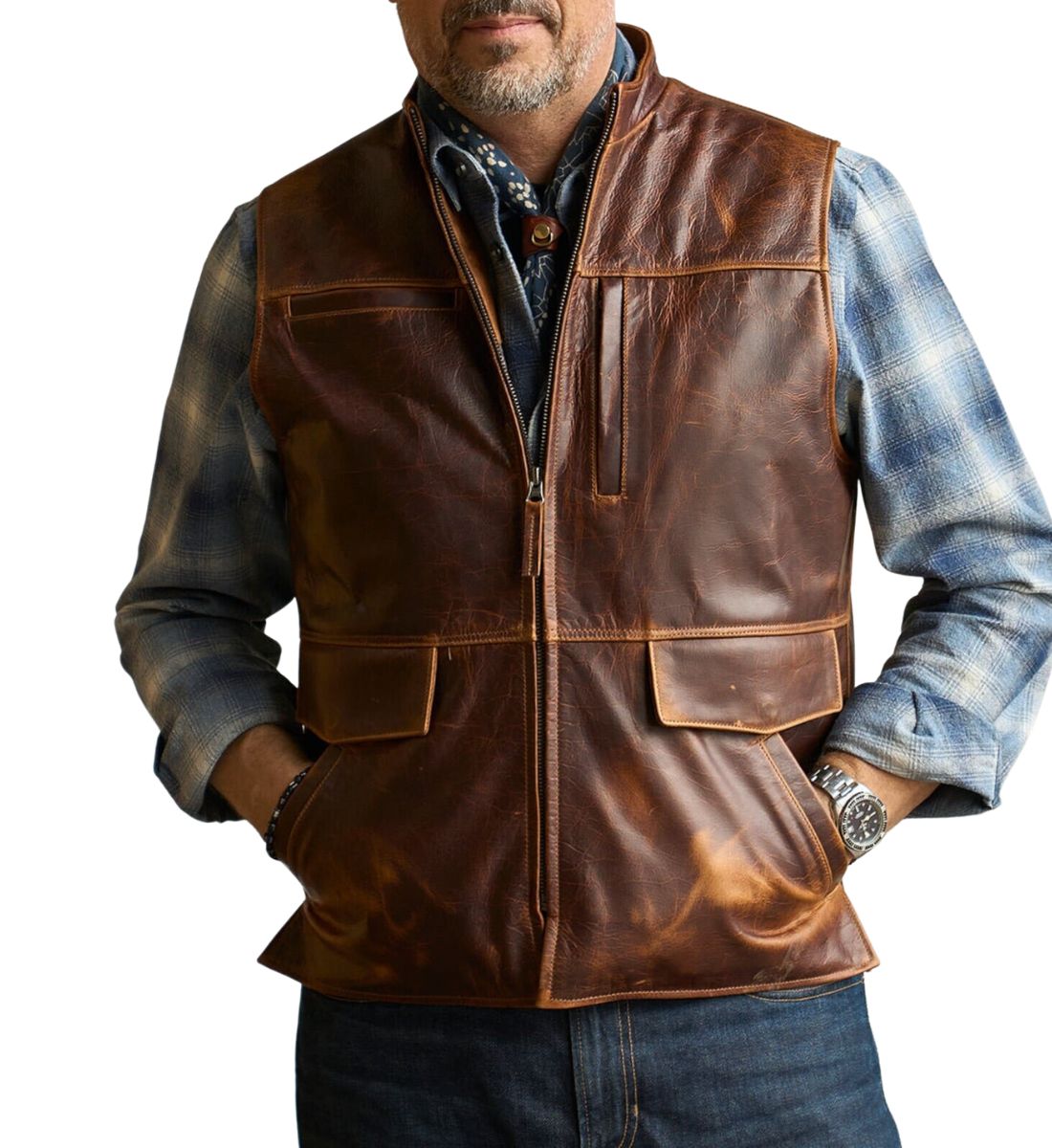Rustic Roamer Brown Leather Vest
